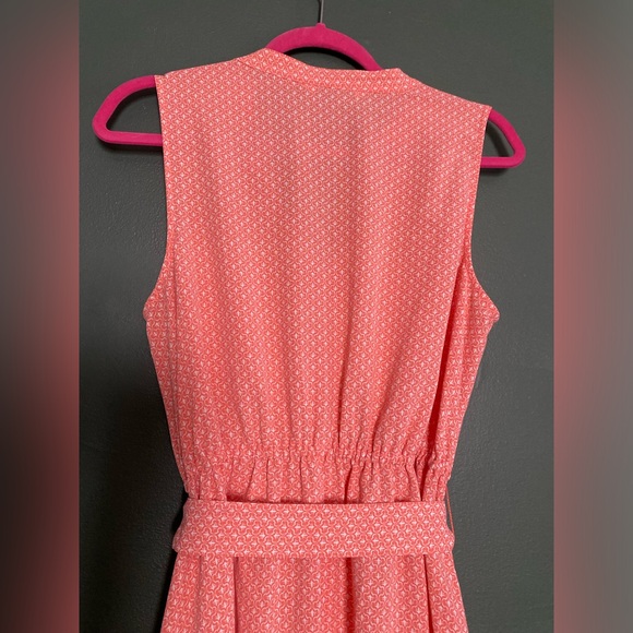 Midi dress sleeveless button down shirtdress Croft & BarrowY-Neck coral pink M - Picture 15 of 16